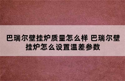 巴瑞尔壁挂炉质量怎么样 巴瑞尔壁挂炉怎么设置温差参数